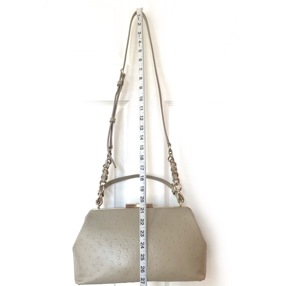 Kate Spade · Victoria Falls Madeline Ostrich Embossed Satchel Stone Taupe Bag - Picture 17 of 17